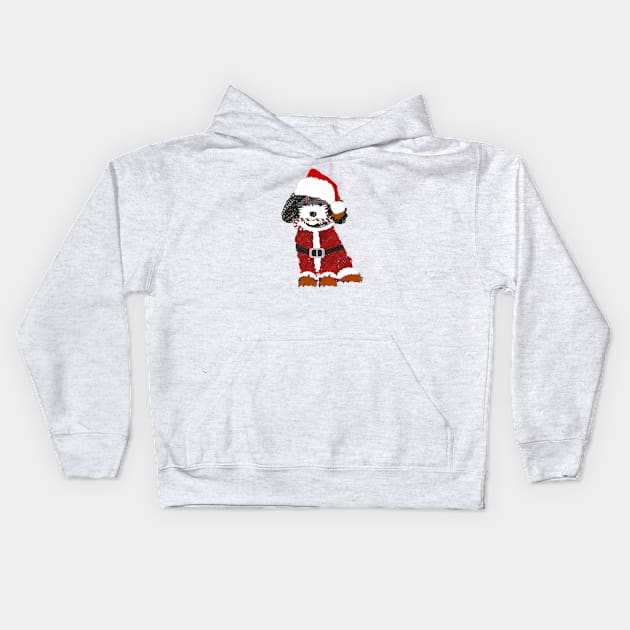 Cute Cartoon Bernedoodle Santa Dog Kids Hoodie by EMR_Designs